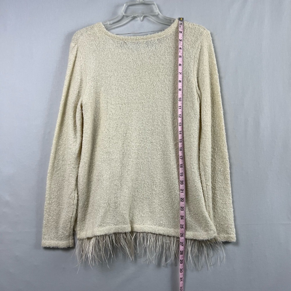 Kensie Sweater Womens Medium Pullover Textured Fringed Trim Long Sleeve - Picture 7 of 14